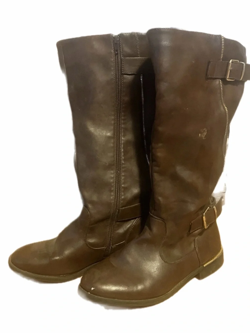 Women’s Tall Brown Leather Riding Boots Very Broken In Size 9 W
